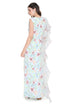 Lavender Dream Print Embroidered Kaftan With Ruffle On One Shoulder With Hanging Tassels